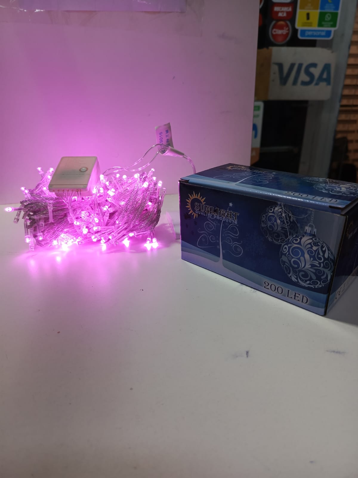 Luz navideña led x200 rosa