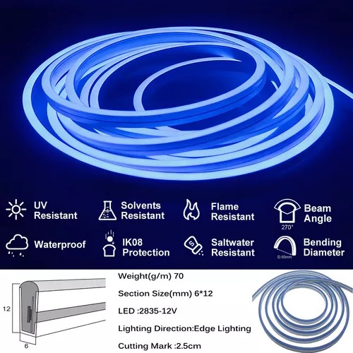 Tira led neon 5m azul