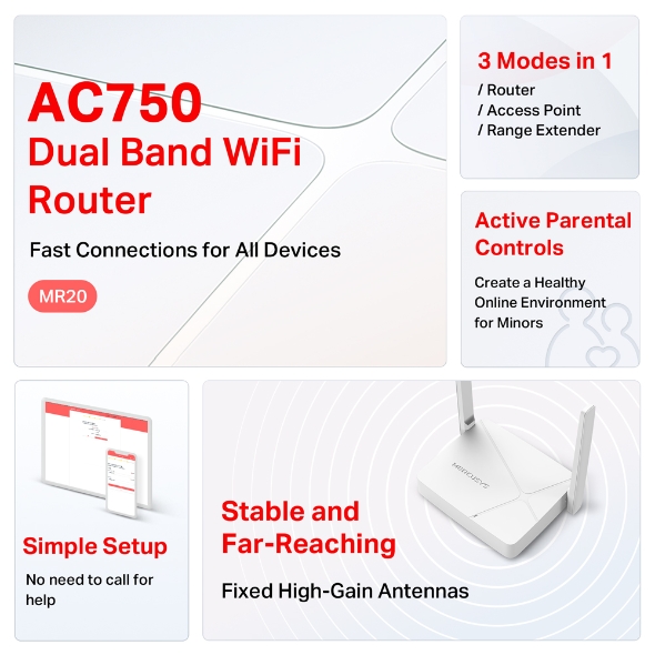 Router mercusys ac750 dual band 