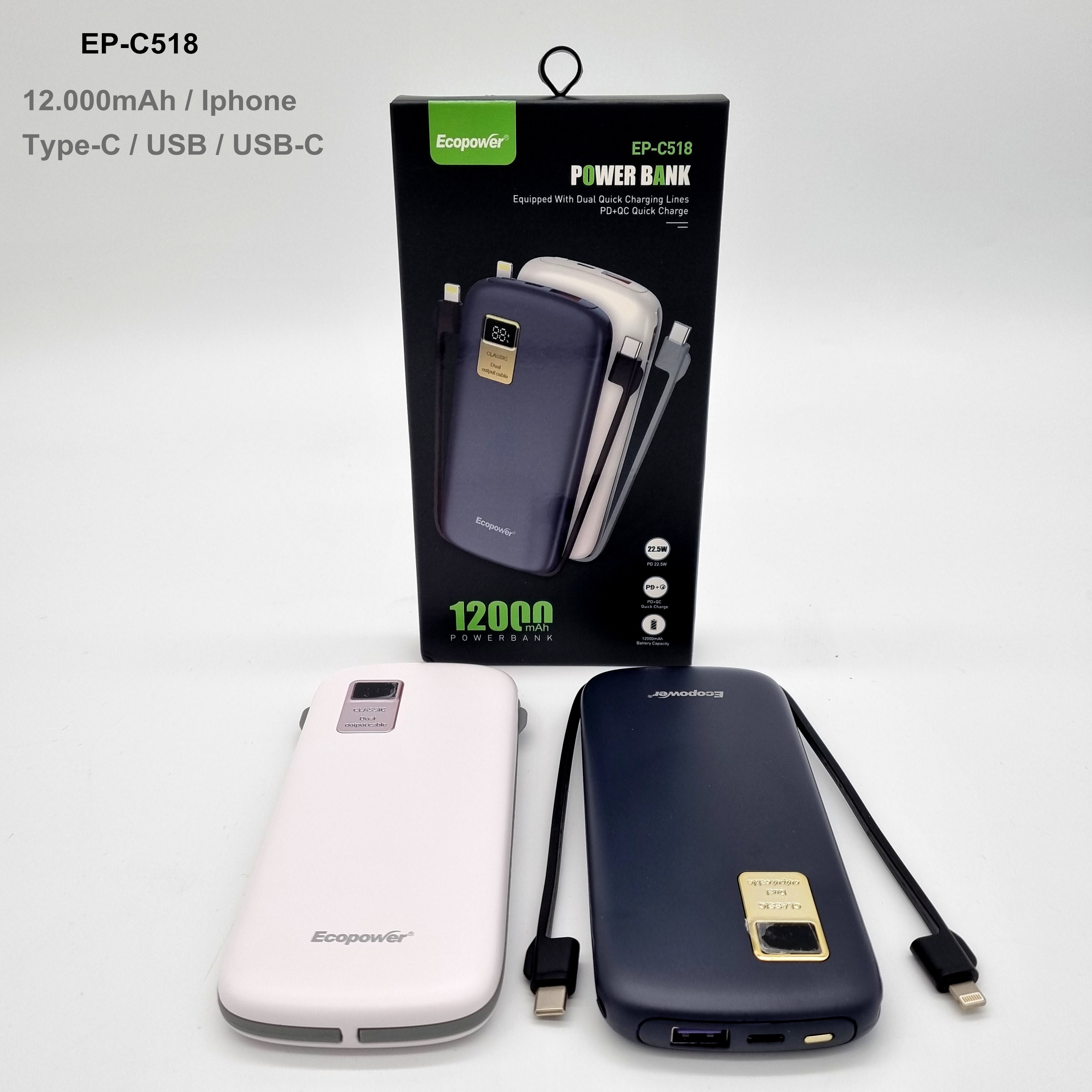 Cargador portatil ecopower 12000mah c518