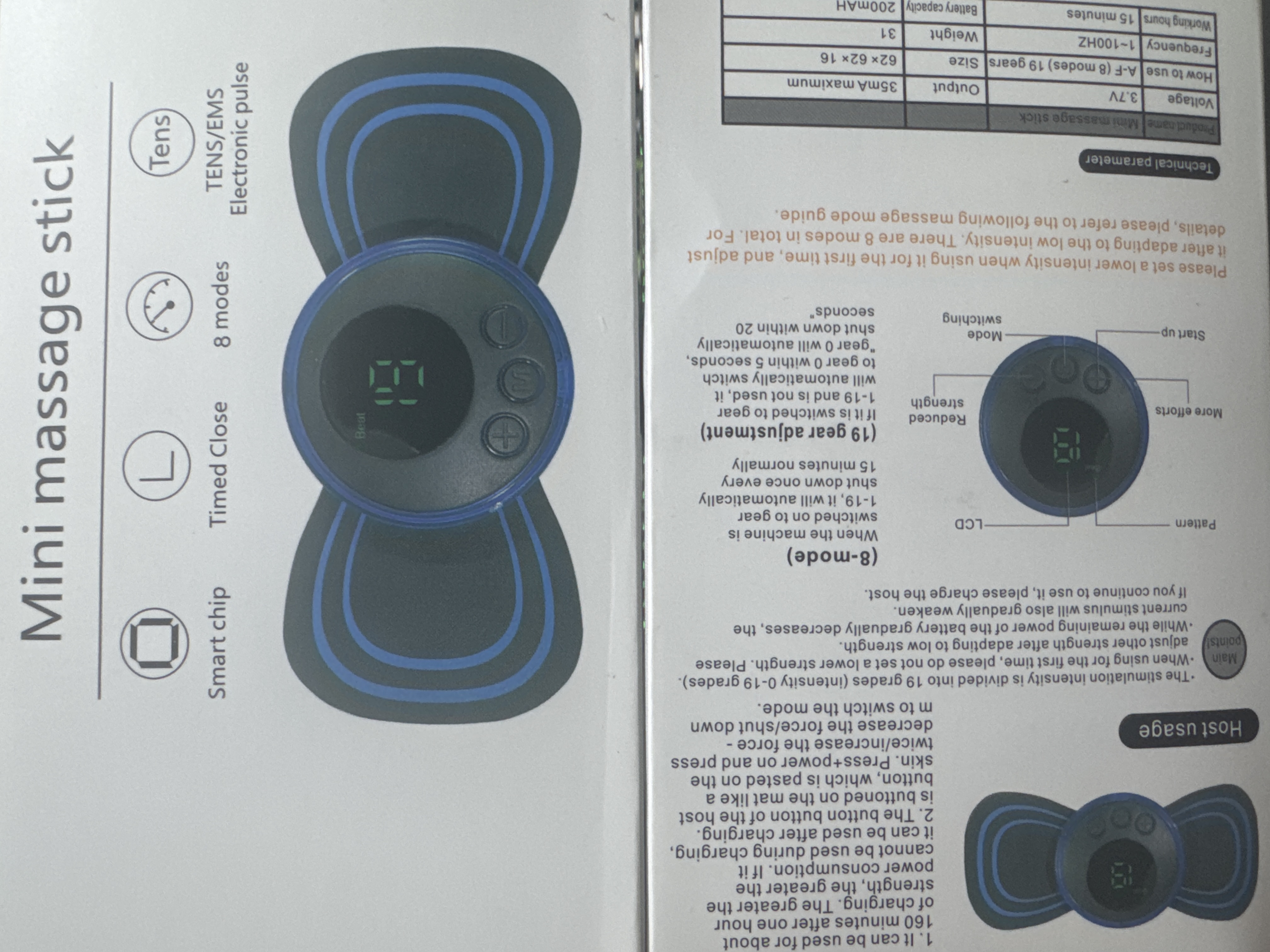 Mini masajeador adesivo  