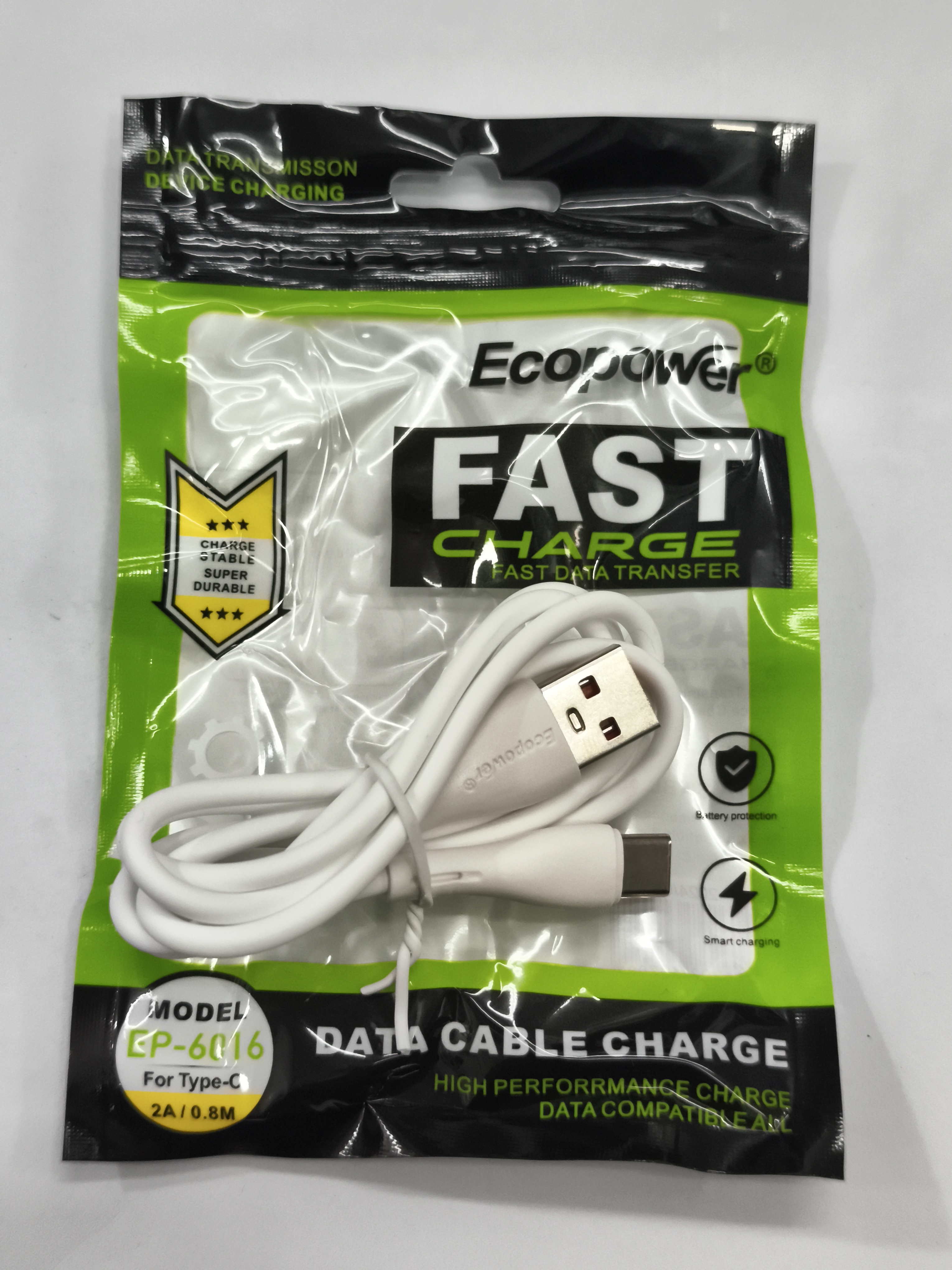 Cable usb tipo c  ecopower 2 amp. (6014-6016)
