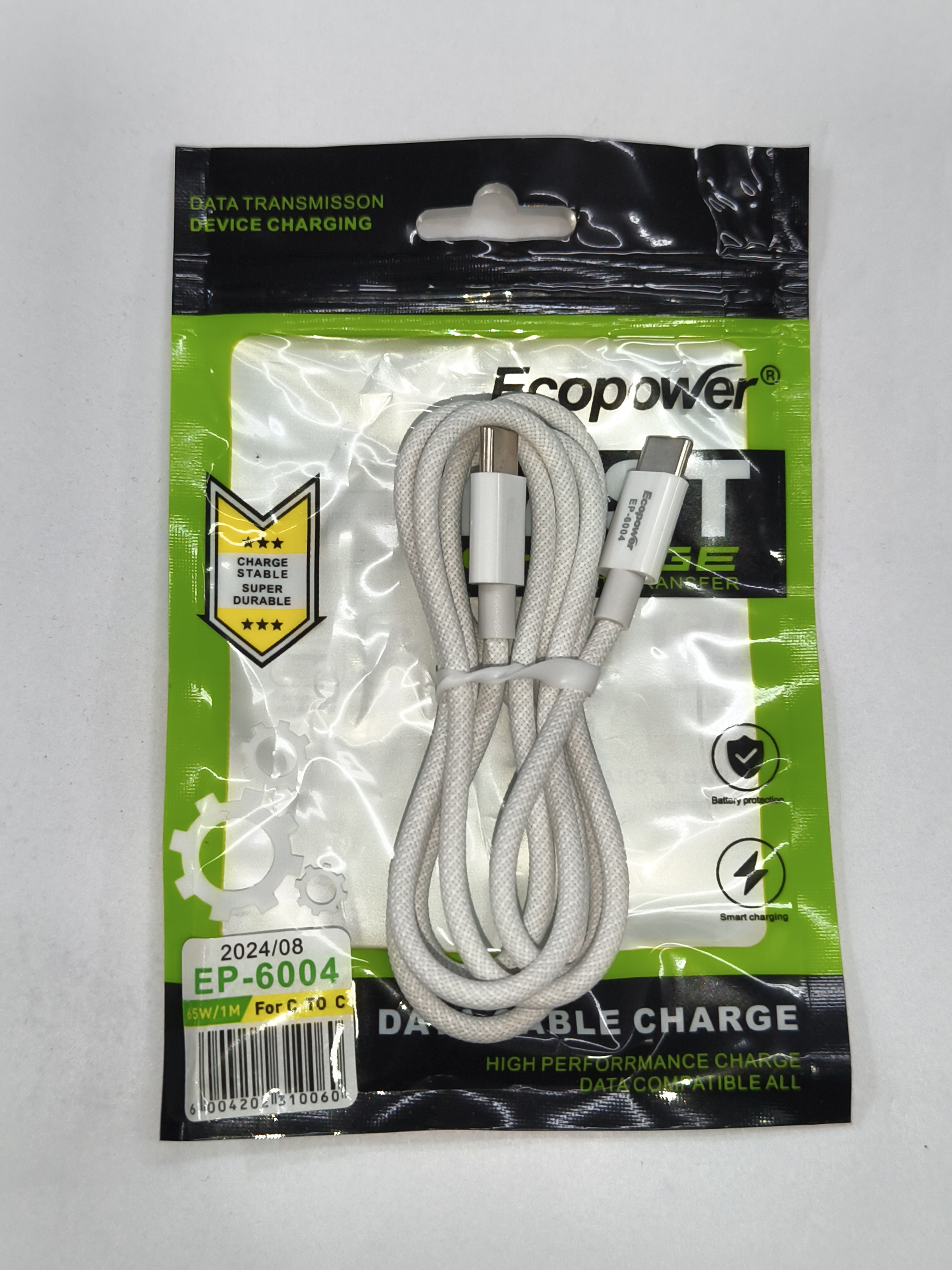Cable usb ecopower tipo c a tipo c 6004  / 6036