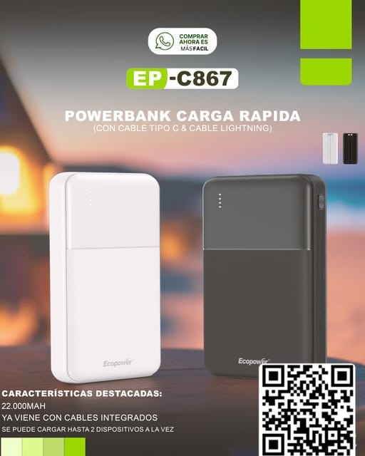 Cargador portatil ecopower 22000mah c867