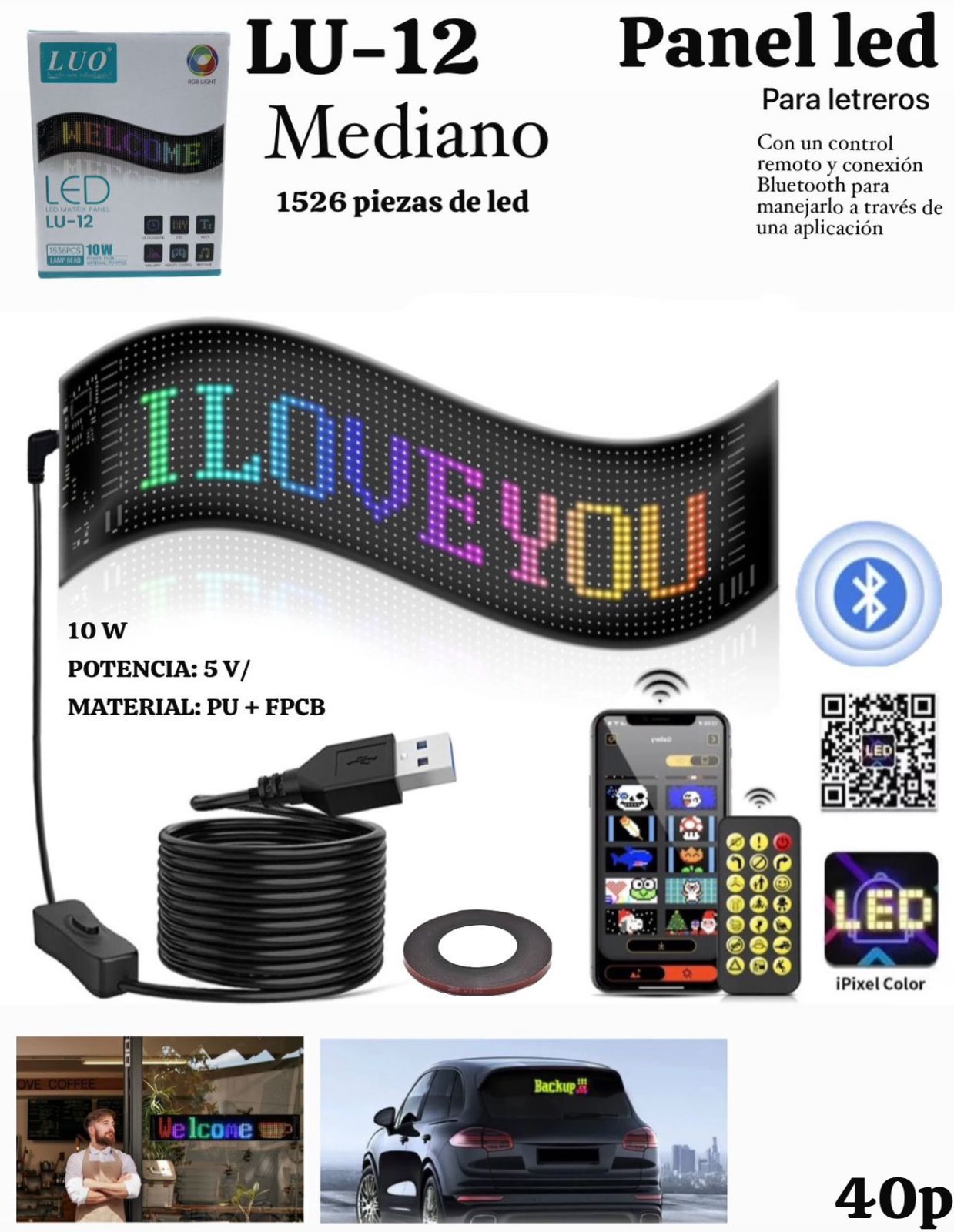 Cartel led flexible multicolor lu-12  (16*96)