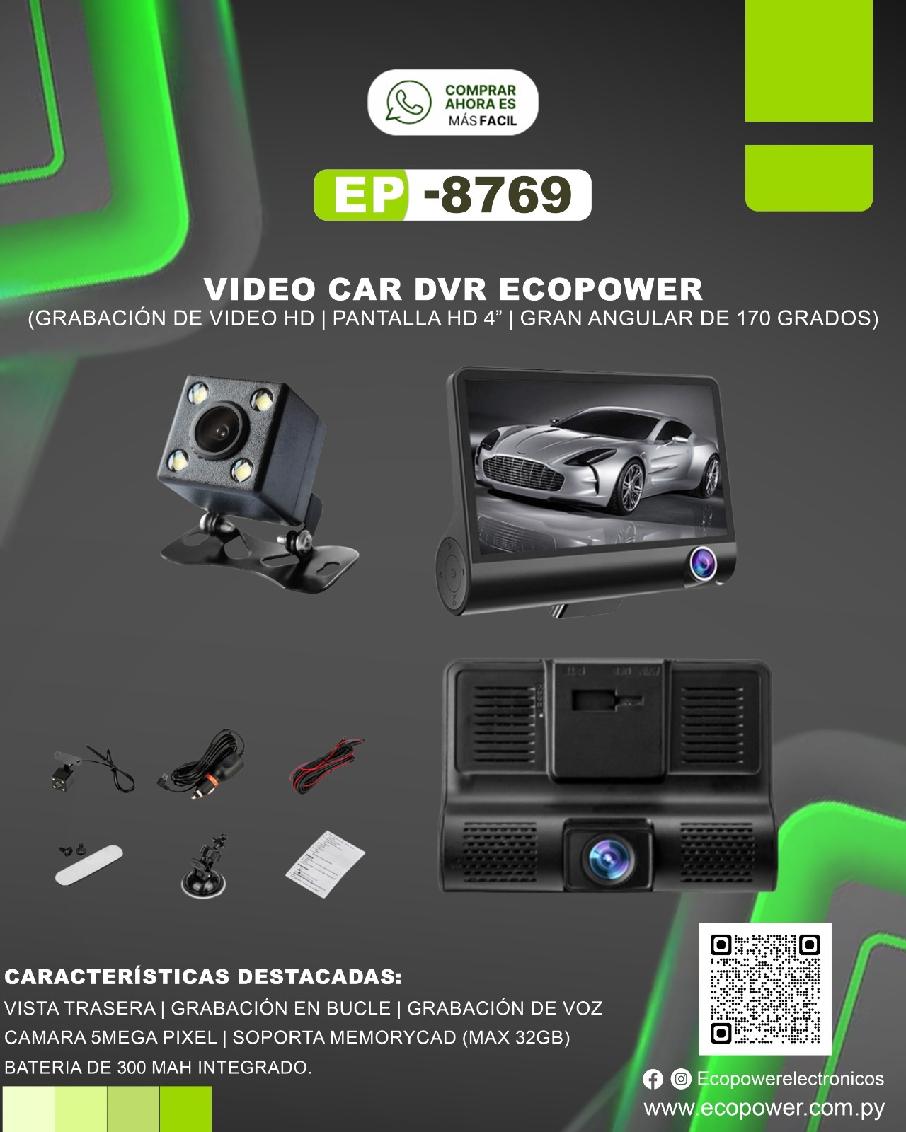 Kit camara interior para auto ep 8769