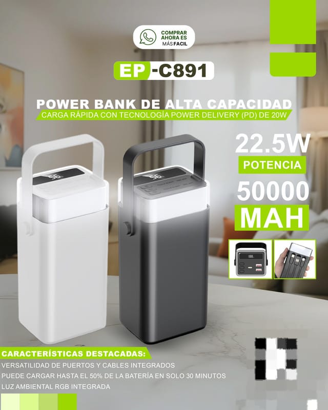 Cargador portatil ecopower 50000mah c891