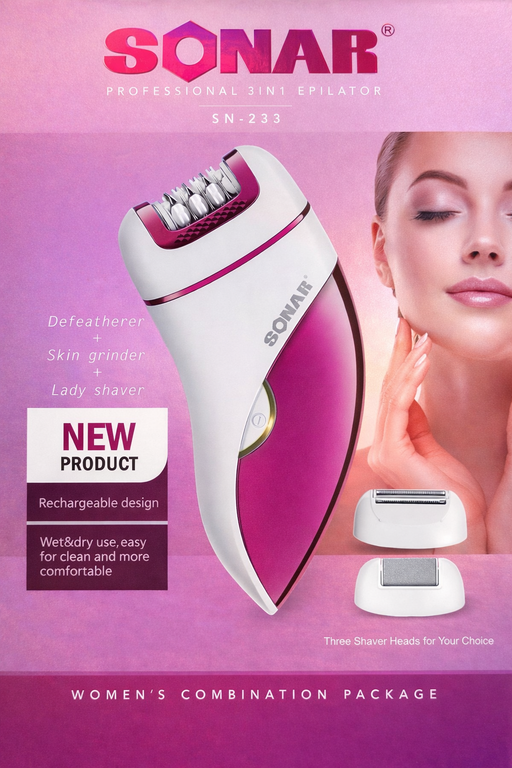 Rasuradora 3 en 1  sonar femenino ( s 233 )