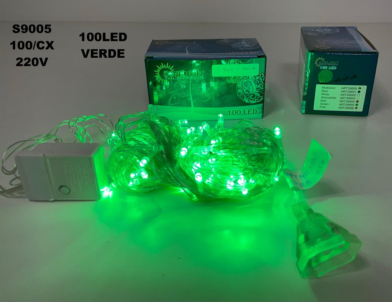 luz navideña led x100 verde