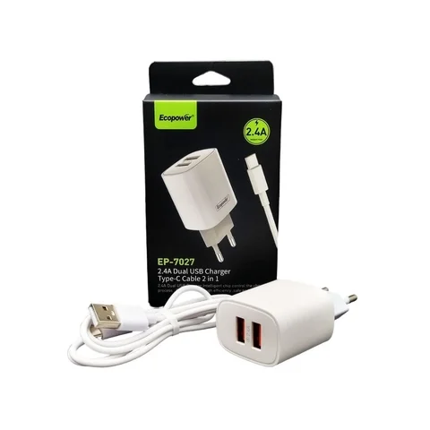 CARGADOR ECOPOWER 2.4 A TIPO C  (7027)