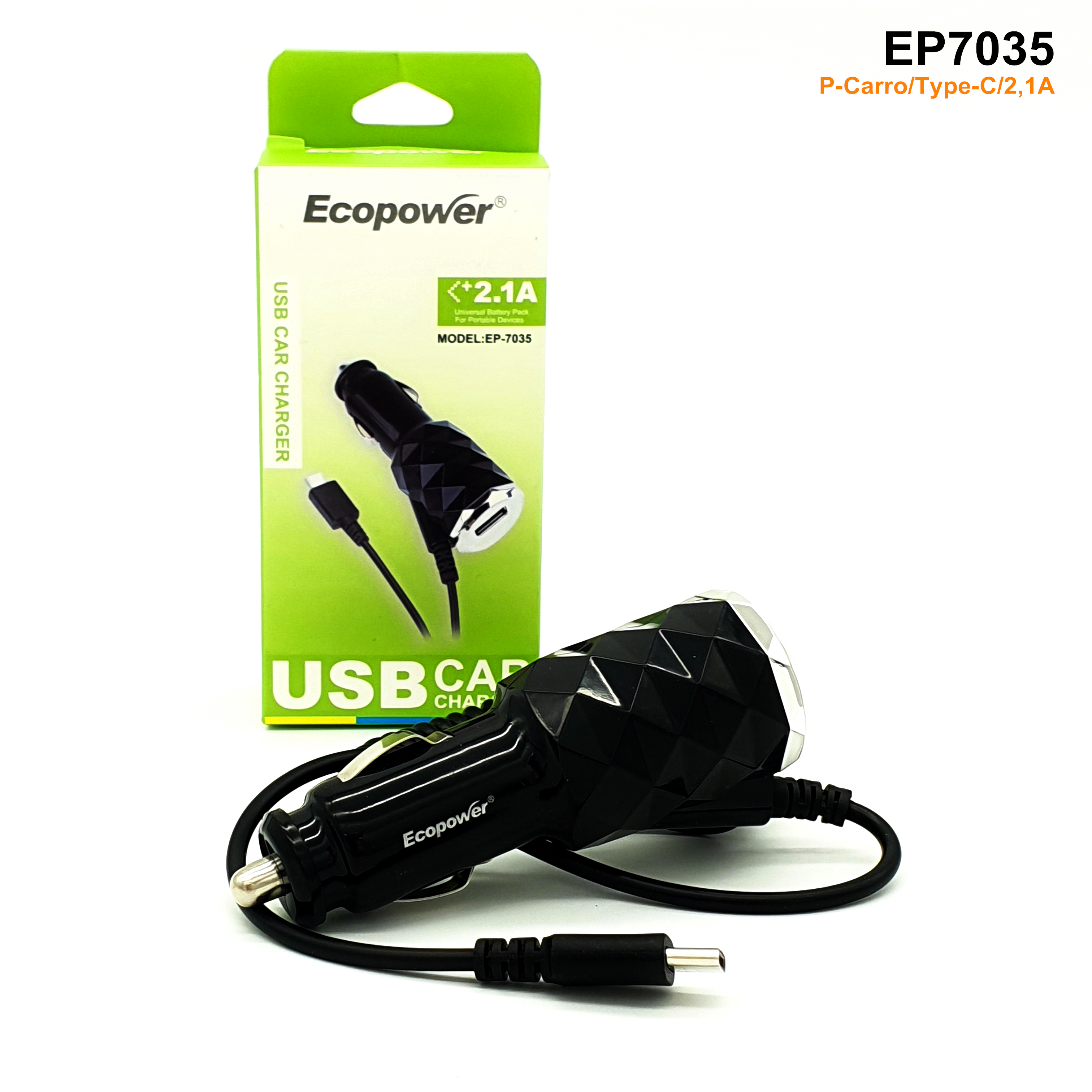 CARGADOR ECOPOWER 2.1A AUTO (7035) TIPO C