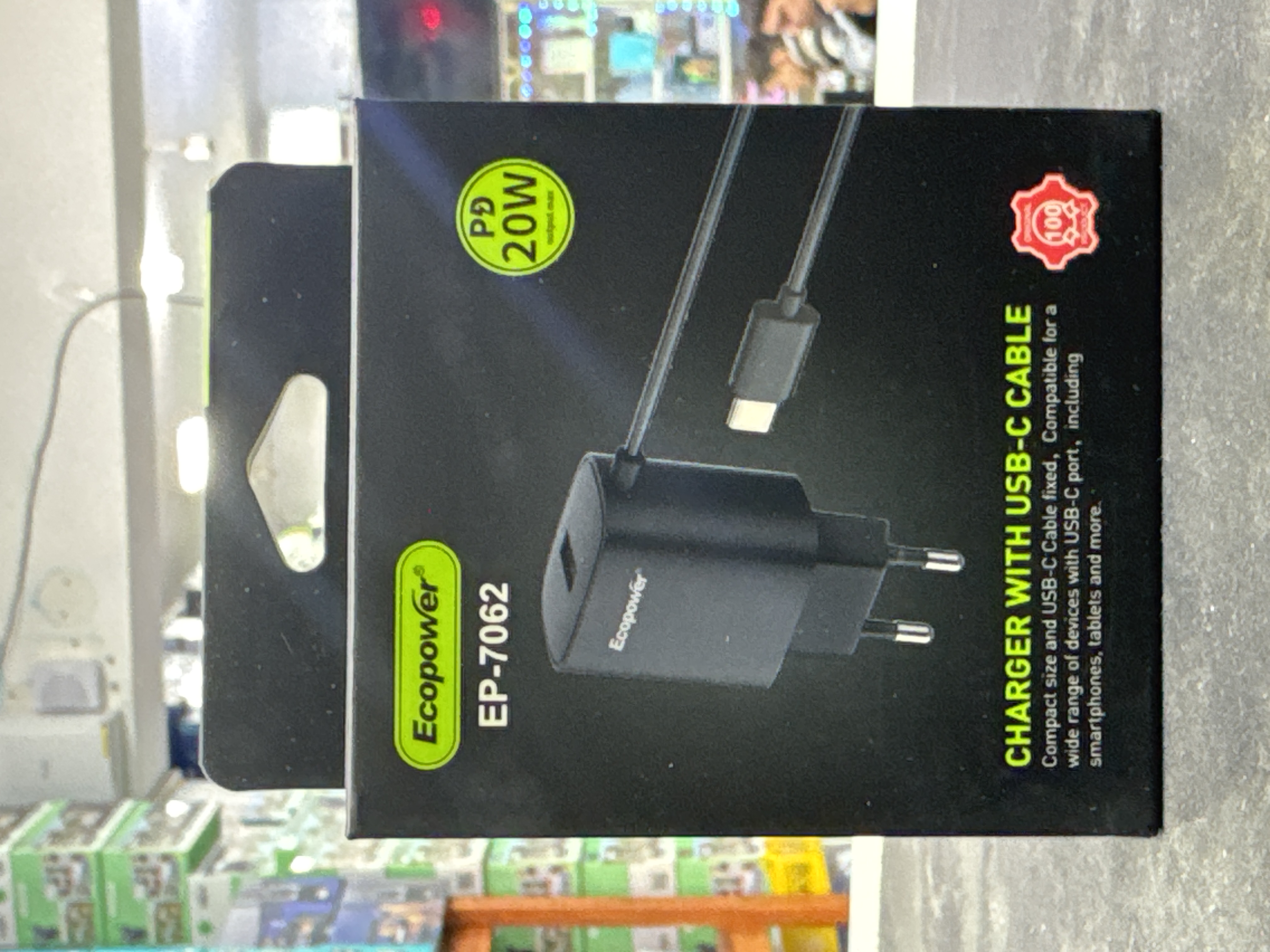 CARGADOR TIPO C 20w ECOPOWER 7062