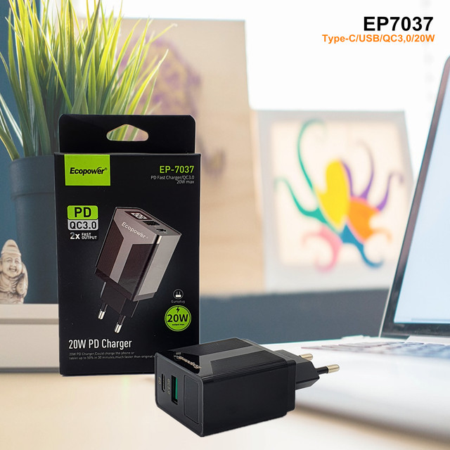 CARGADOR ECOPOWER 20W (7037)