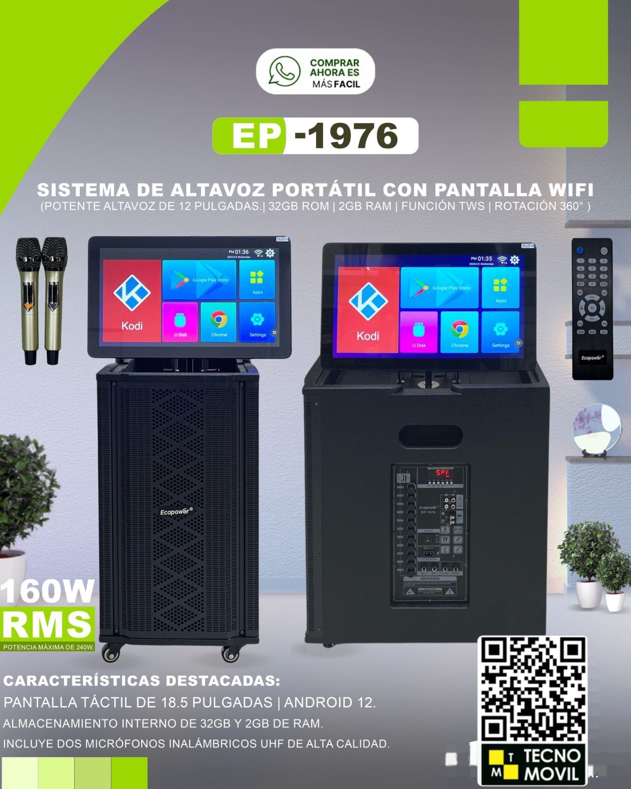 Parlante Ecopower CON PANTALLA  Ep 1976