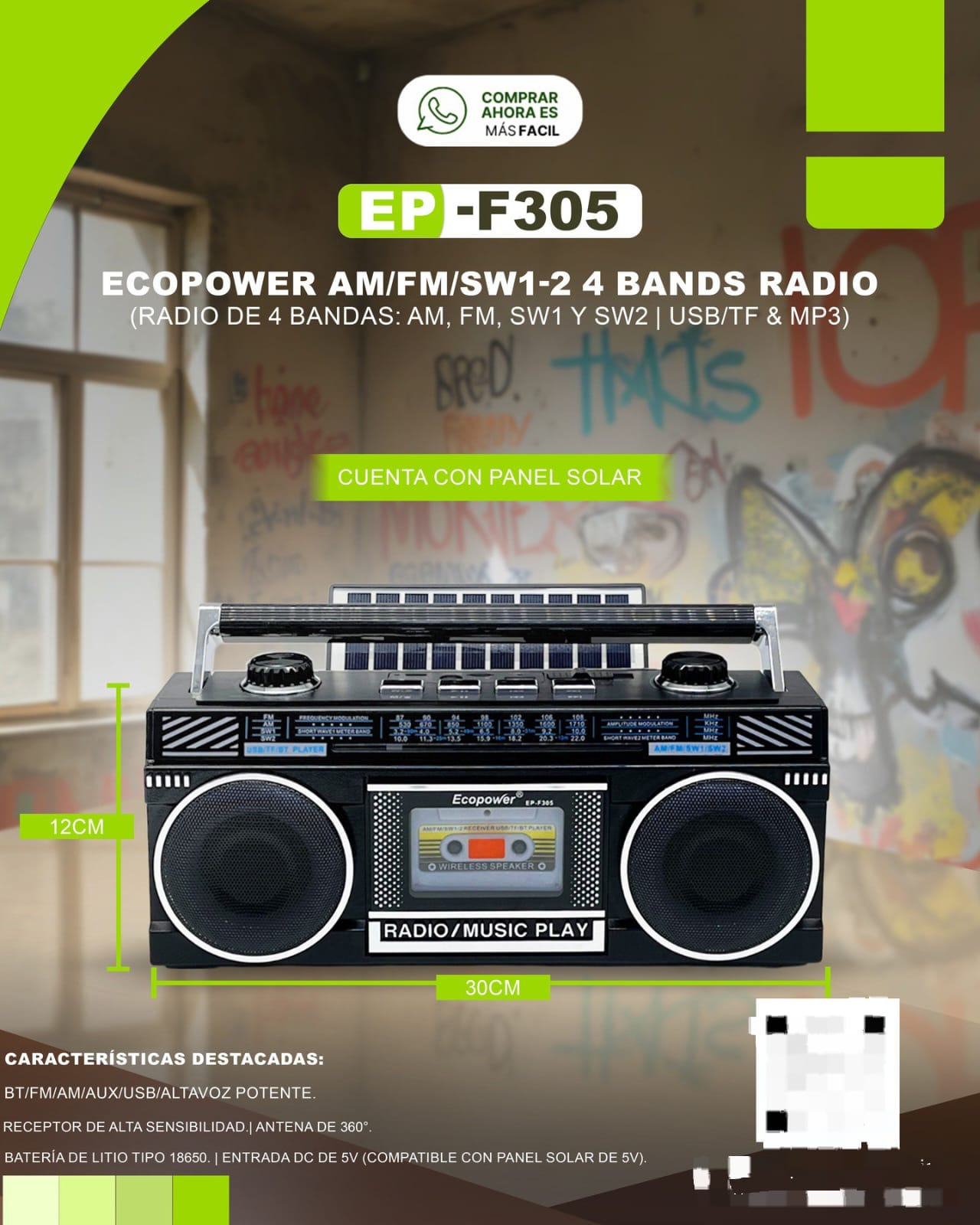 Radio Ecopower F305 (con panel)
