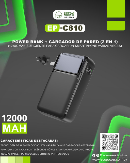 cargador portatil ecopower 12000mah C810