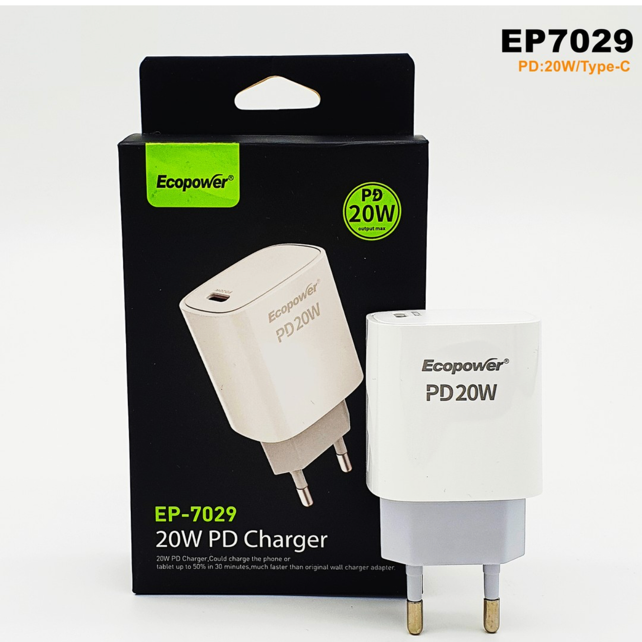 CARGADOR ECOPOWER 20w TIPO C  (7029)