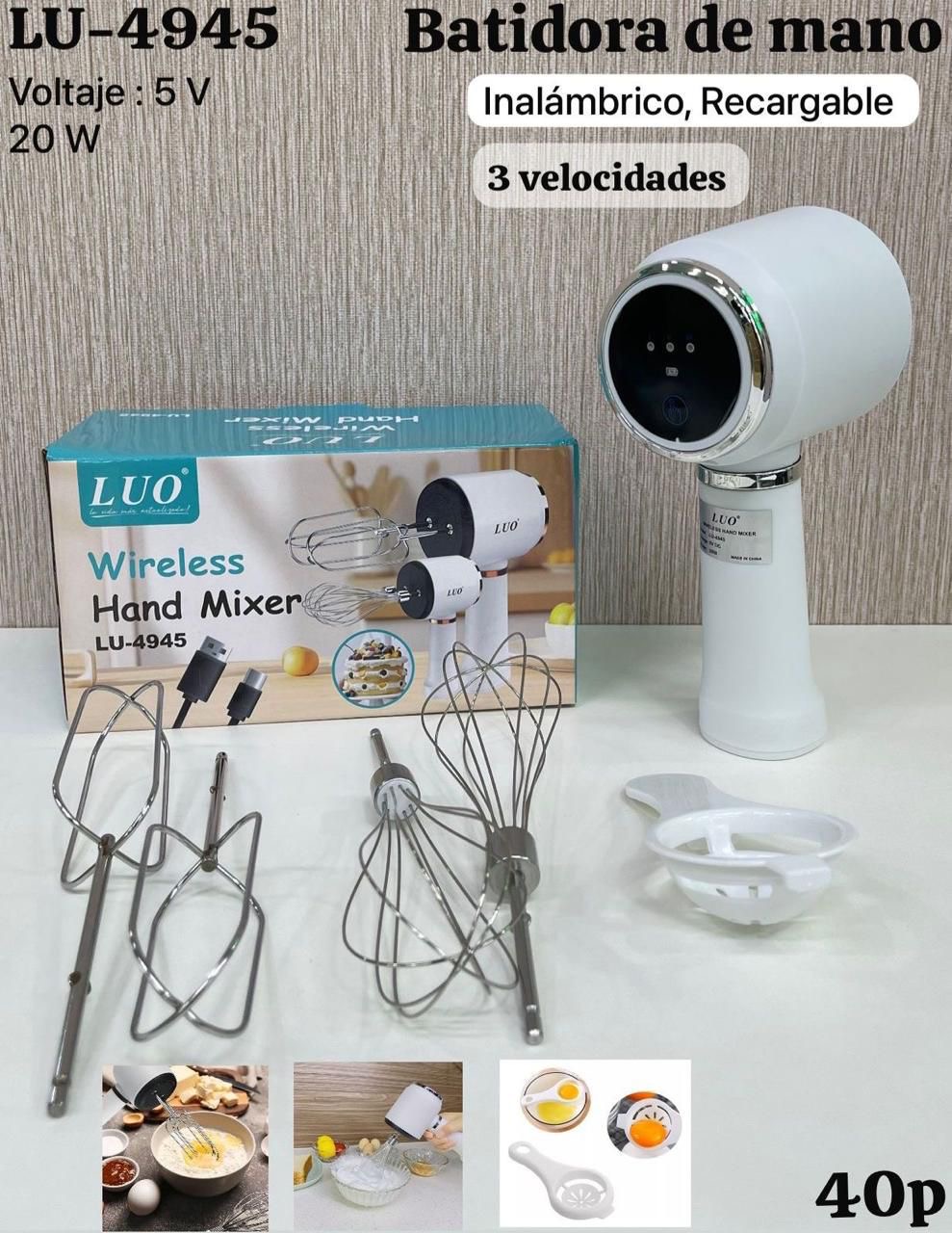 BATIDORA LUO  lu 4945 (Recargable )  20W
