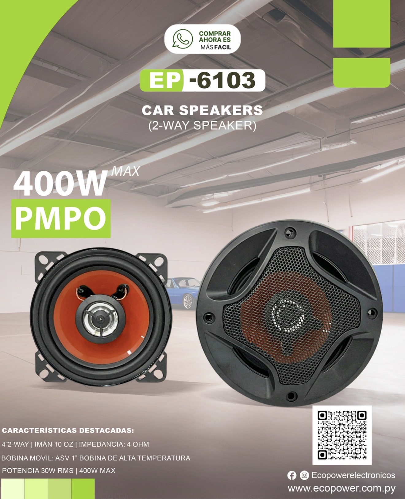 Parlante para auto ecopower 6103