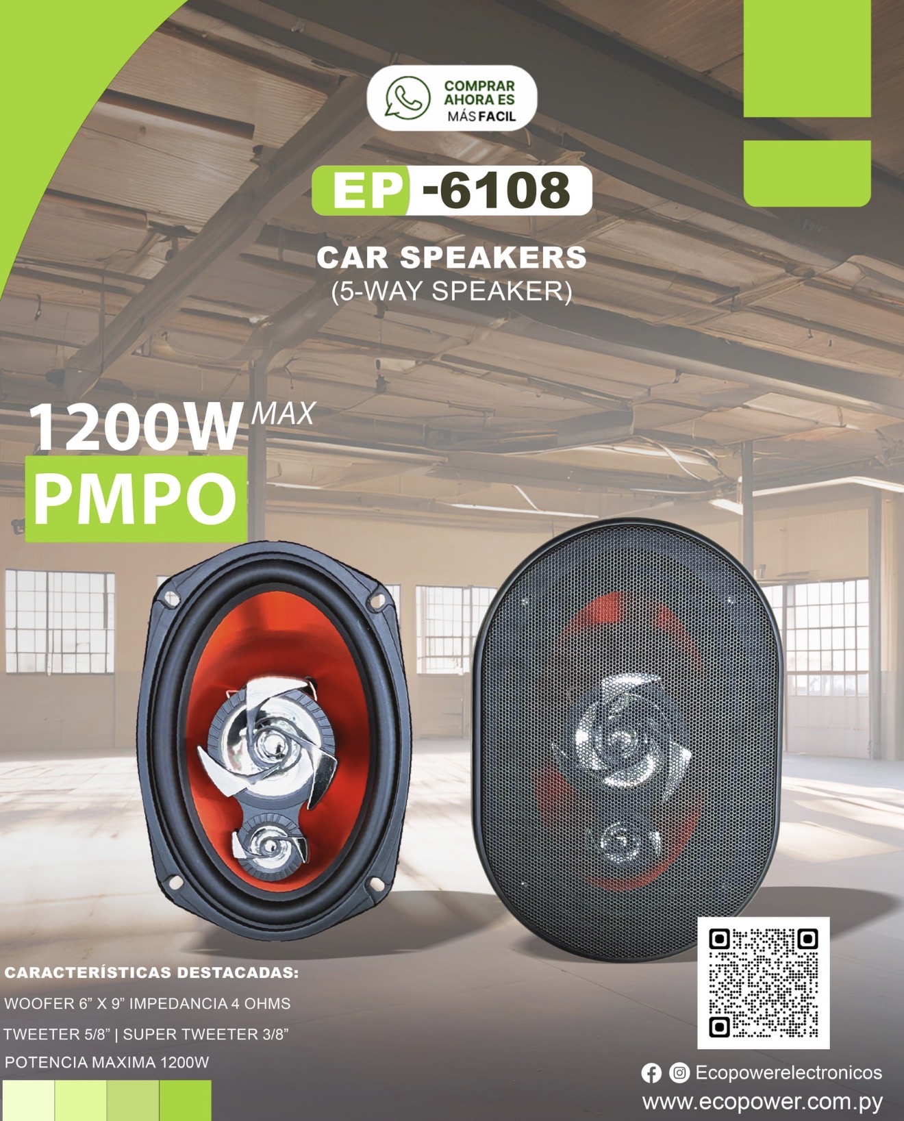Parlante para auto ecopower 6108