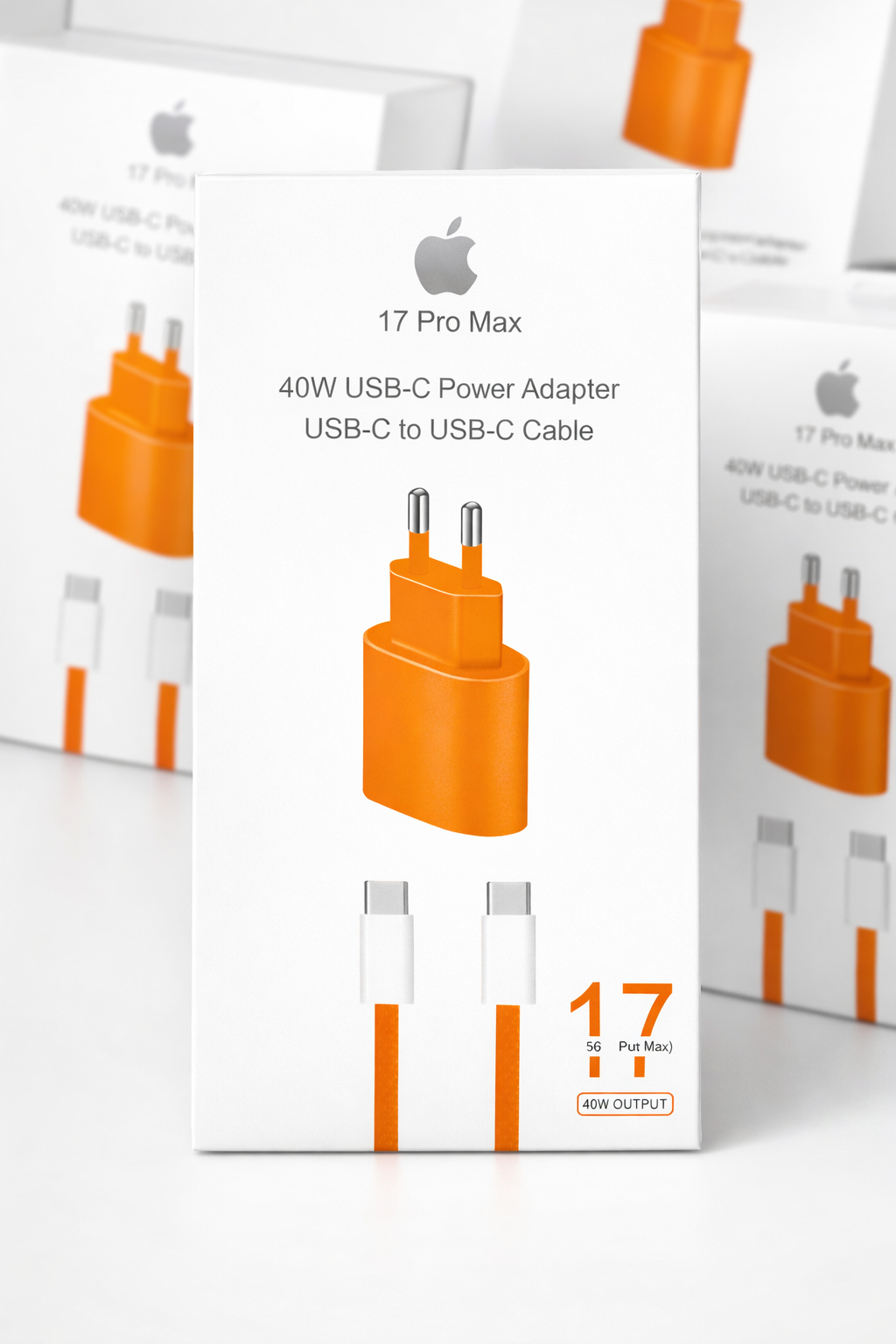 Cabezal iphone usb c 40 w usb c + usb c (naranja)