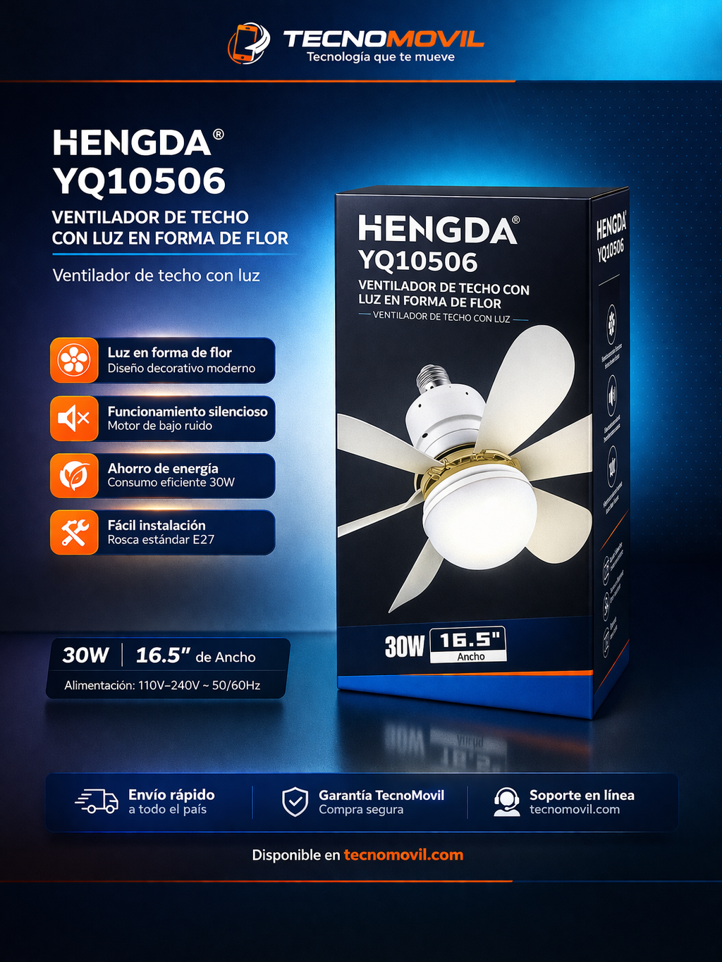 Foco Ventilador Consumo Hengda ( E27 )