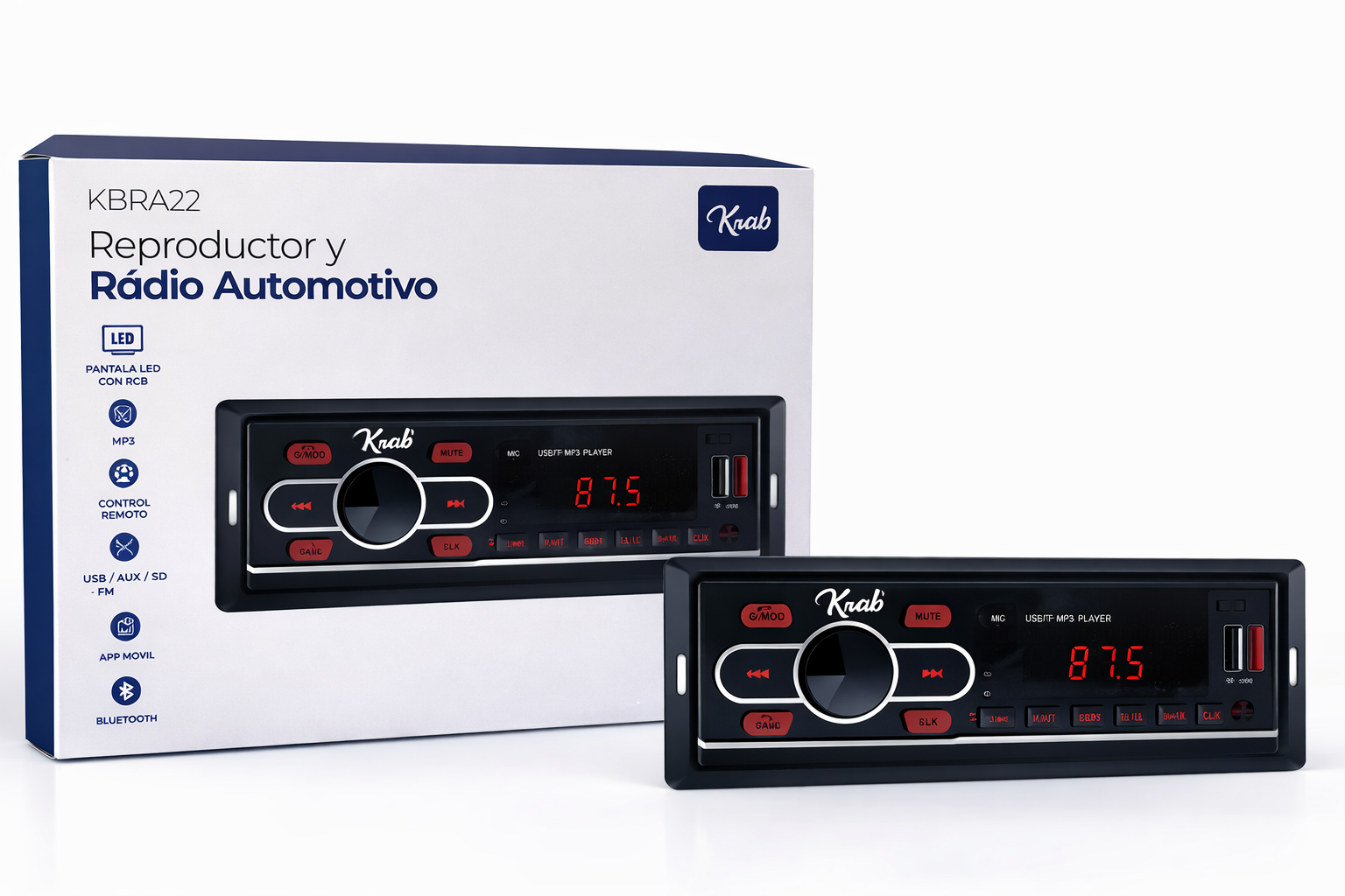 Auto estéreo multimedia para auto krab 4 x 45w ( kbrra 22 )