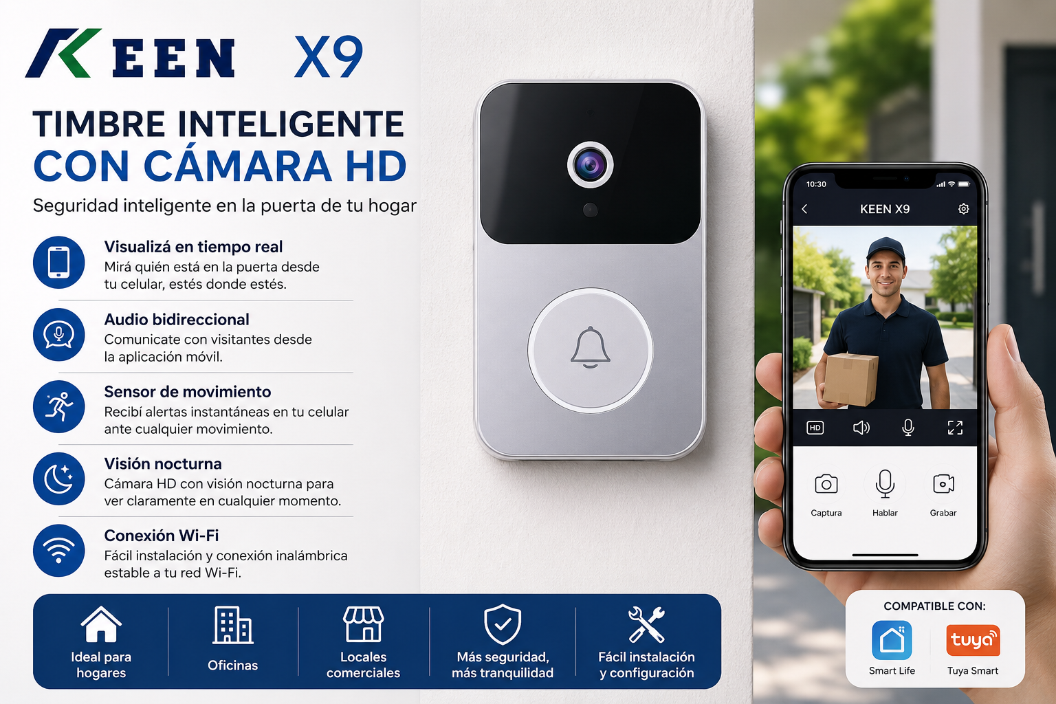 Timbre Inteligente con Camara Keen X9
