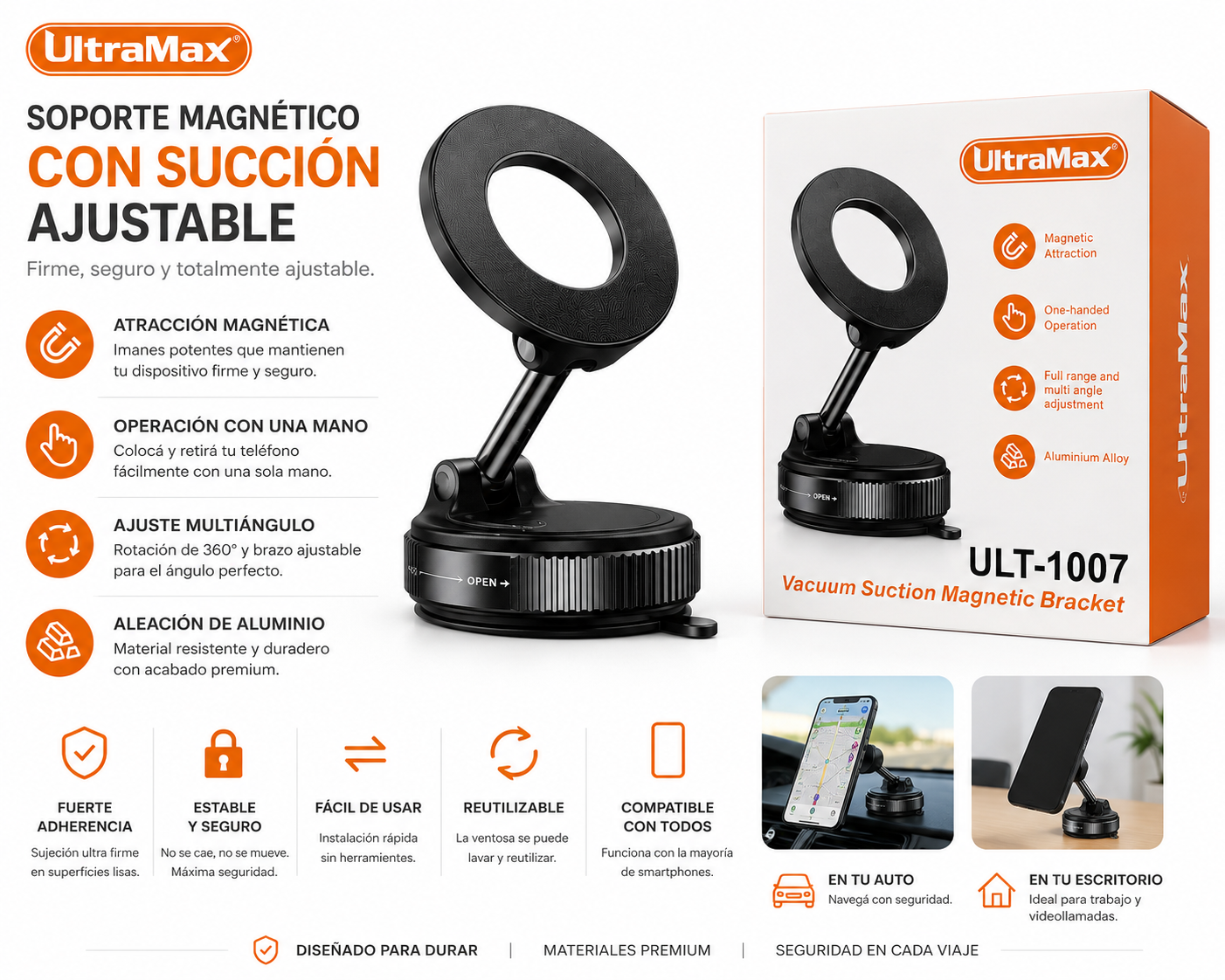 Soporte para auto corto magnetico ULT -1007