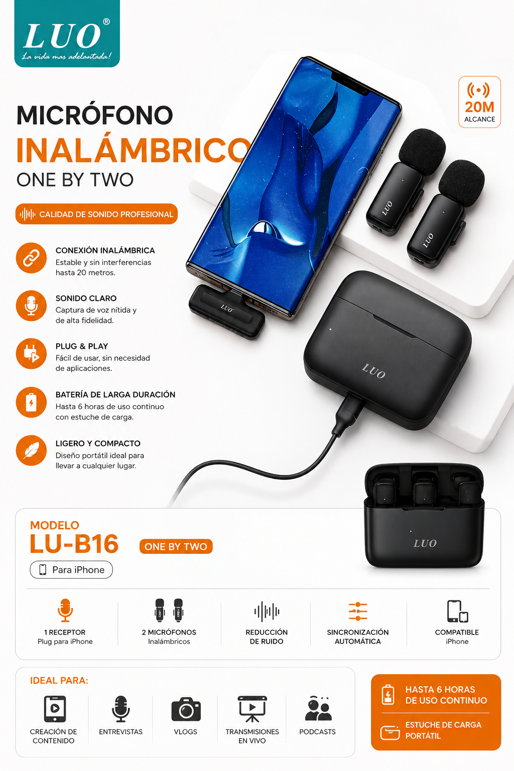 Microfono Luo (lu B16) para iphone