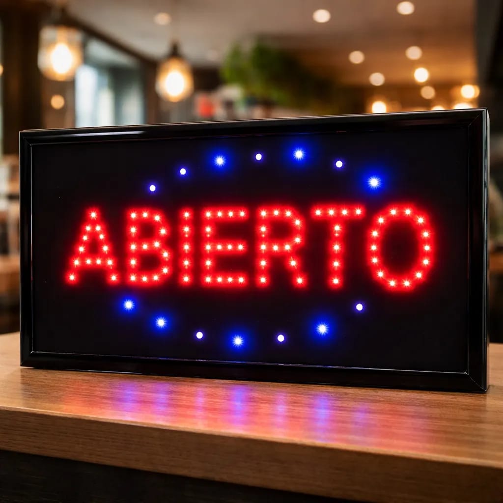 Cartel lumínico ABIERTO (caja azul)