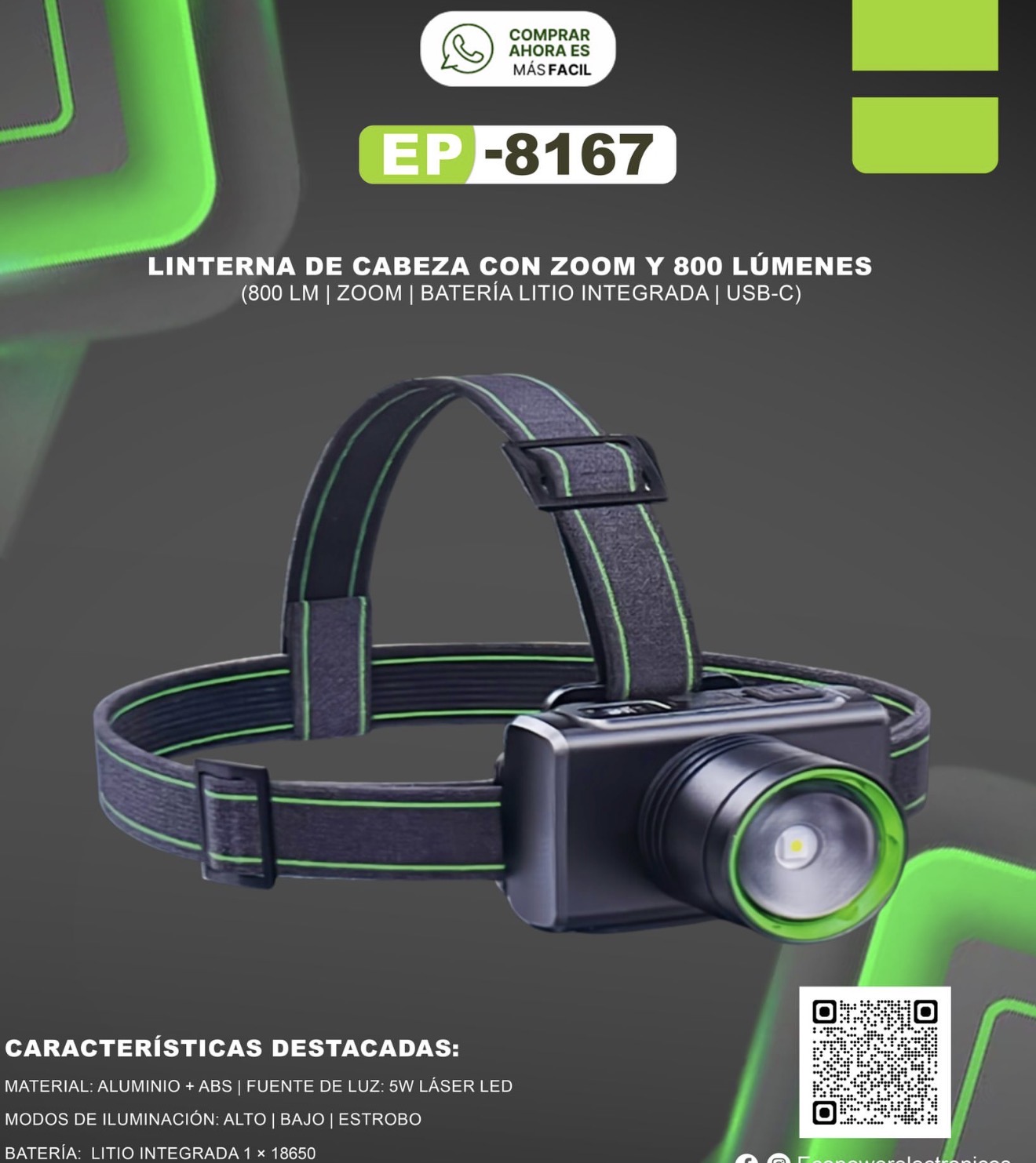 Linterna minera Ecopower  multifuncion ( ep-8167 )