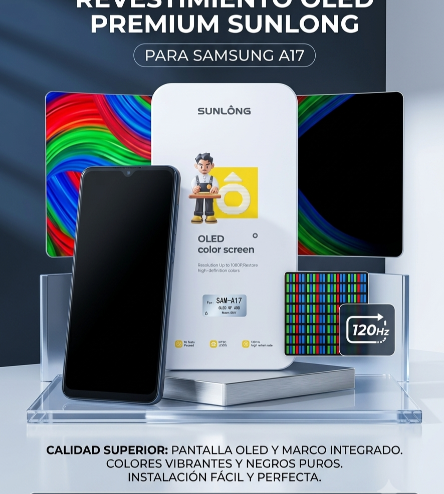 modulo samsung a17 oled sunlong con marco