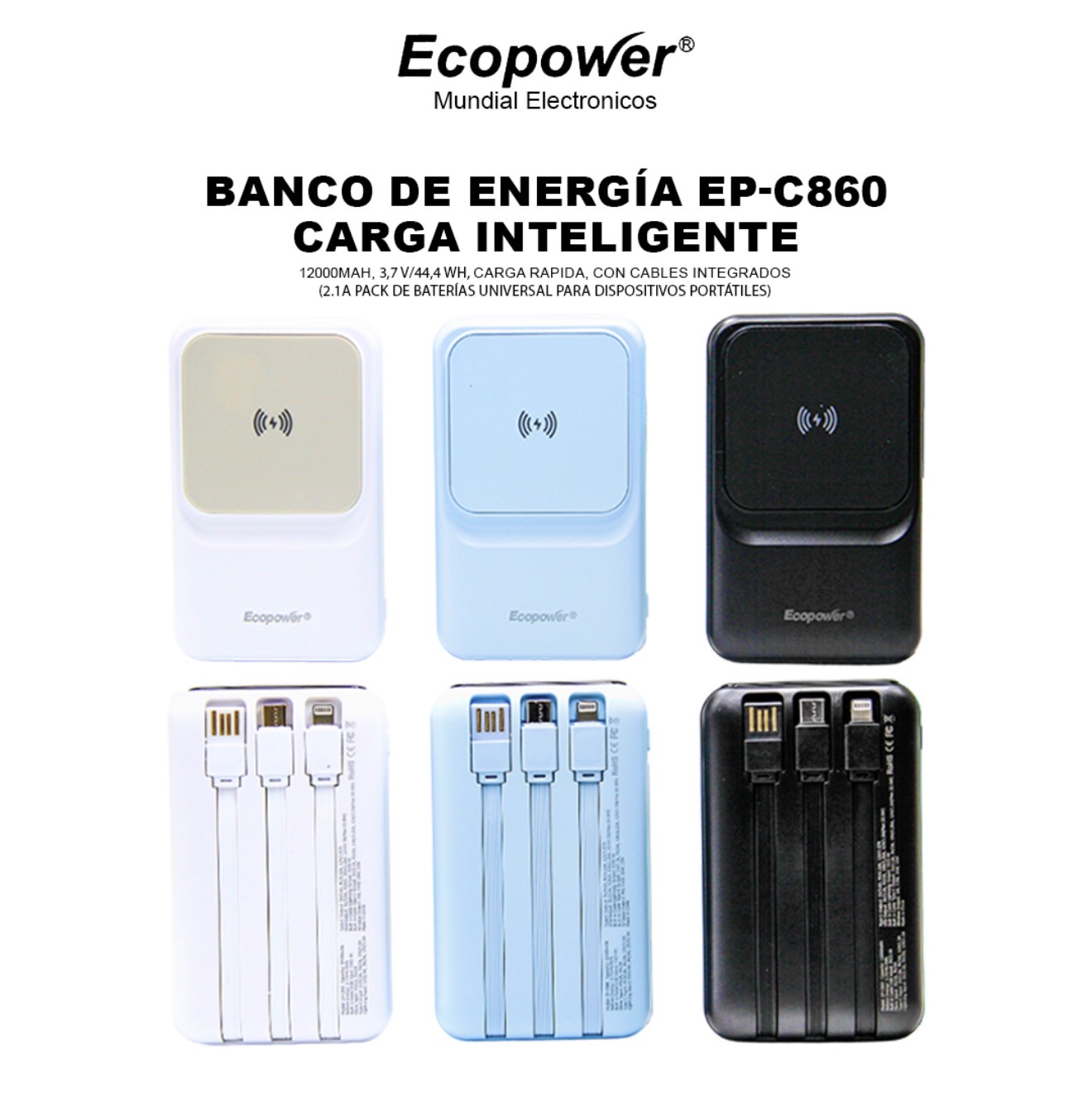 Cargador portatil ecopower 12000mah c860