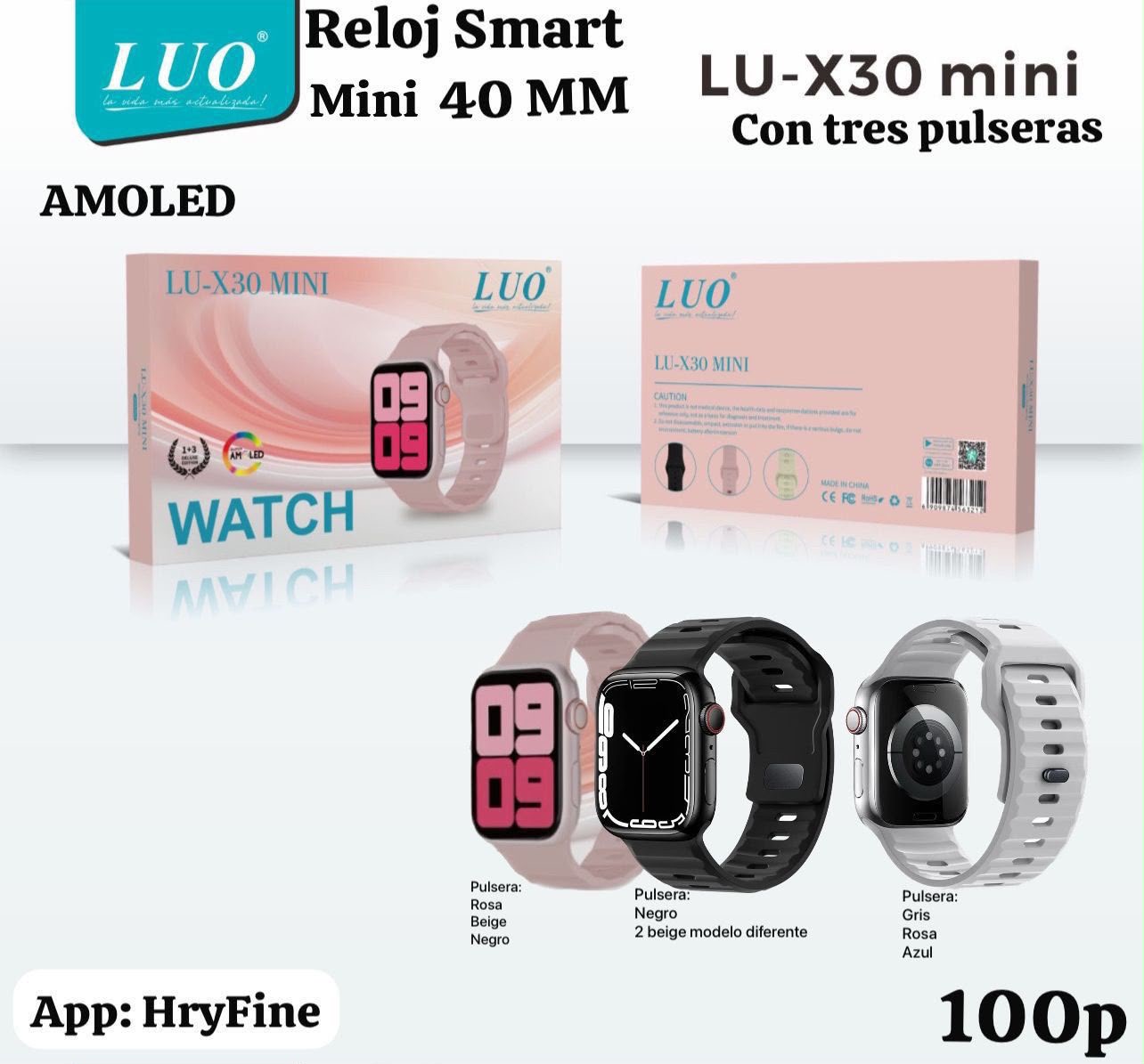Combo reloj smart watch luo x30 mini