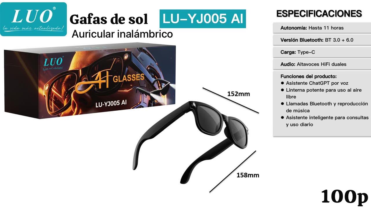 Anteojo Con Camara + Auriculares  + IA Luo ( Lu Yj005 )
