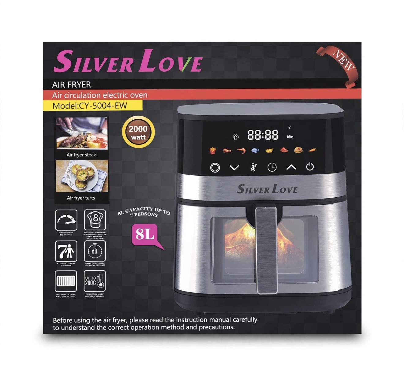 Freidora de Aire  Silve Love 3895  8 Litros (air fryer)